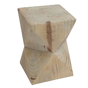 PECA DECORATIVA EM MADEIRA DECORACAO DE MESA CREME 10CM X 10CM X 14CM