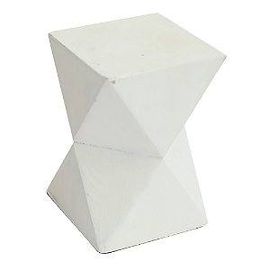 PECA DECORATIVA EM MADEIRA DECORACAO DE MESA BRANCO 8CM X 8CM X 12CM