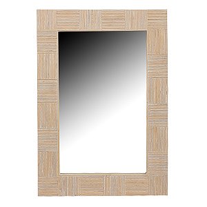 ESPELHO COM MOLDURA EM MADEIRA RETANGULAR ACABAMENTO LISO COR NATURAL 71CM X 4CM