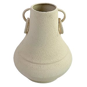 VASO DECORATIVO EM METAL CREME 17,5CM X 17,5CM X 22CM