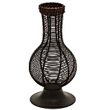 VASO DE FERRO E RATTAN