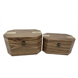 CONJ DE CAIXAS DE MADEIRA E METAL NATURAL - 2 PCS