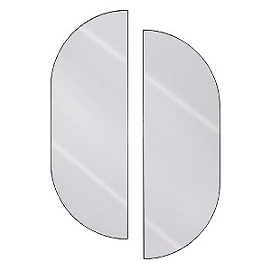 CJ DE 2 ESPELHOS COM MOLDURA EM METAL OVAL ACABAMENTO LISO COR PRATEADO 90,5CM X