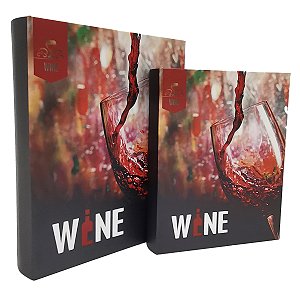 CJ DE CAIXA LIVRO DE MADEIRA WINE VINHO 2PCS