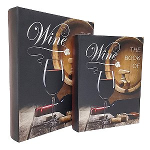 CJ DE CAIXA LIVRO DE MADEIRA WINE PRETO 2PCS