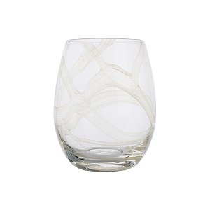 CJ DE COPOS EM VIDRO TRANSPARENTE E BRANCO 6PCS