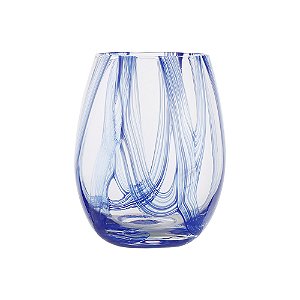 CJ DE COPOS EM VIDRO TRANSPARENTE E AZUL 6PCS