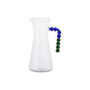 JARRA EM VIDRO TRANSPARENTE COM HASE EM ESFERA AZUL E VERDE - 1090ML