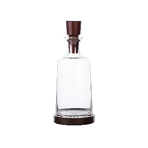 GARRAFA EM VIDRO TRANSPARENTE E MADEIRA MARROM - 1280ML