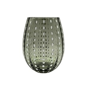 CJ DE COPOS EM VIDRO VERDE COM DETALHE BRANCO 6PCS