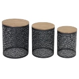 CJ. DE MESAS LATERAIS EM METAL E MADEIRA - 3PCS