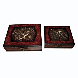 CJ DE CAIXAS DE MADEIRA LAQUEADA- 2 PCS
