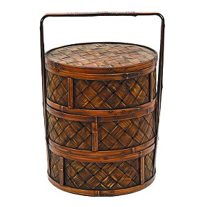 CONJUNTO CESTOS DE BAMBU ESTILO MARMITEIRO-3 PCS REDONDO