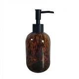 PORTA SABONETE LIQUIDO DE VIDRO AMBAR COM MANCHAS MARRONS