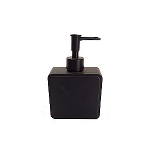 PORTA SABONETE EM RESINA PRETO COM DISPENSER PRETO