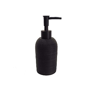PORTA SABONETE EM RESINA PRETO COM DISPENSER PRETO