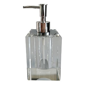 PORTA SABONETE DE CRISTAL TRANSPARENTE COM DETALHE PRATEADO