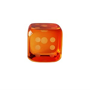 DADO DECORATIVO DE CRISTAL LARANJA