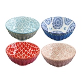CJ. DE 4 BOWLS EM CERAMICA - MINI - AZUL, VERDE, VERMELHO E ROSA