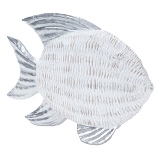 PEIXE DECORATIVO DE RESINA BRANCO E CINZA