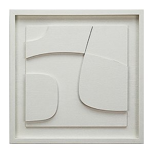 QUADRO DECORATIVO EM MADEIRA - 3D - BRANCO - 50X50X2.5CM
