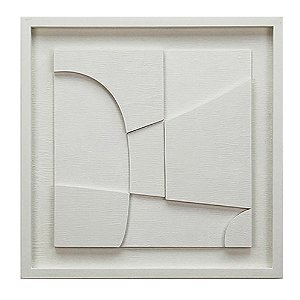 QUADRO DECORATIVO EM MADEIRA - 3D - BRANCO - 50X50X2.5CM