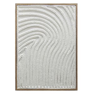 QUADRO DECORATIVO EM MADEIRA - 3D - BRANCO E MOLDURA NATURAL - 50X70X2.2CM