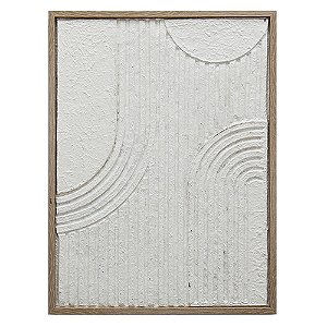 QUADRO DECORATIVO EM MADEIRA - 3D - BRANCO E MOLDURA NATURAL - 45X60X2.2CM