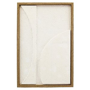QUADRO DECORATIVO EM MADEIRA - 3D - CREME E MOLDURA NATURAL - 40X60X3CM