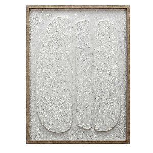 QUADRO DECORATIVO EM MADEIRA - 3D - BRANCO E MOLDURA NATURAL - 45X60X2.2CM