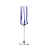 CONJ DE TACAS DE CHAMPAGNE TRANSPARENTE COM RISCOS AZUIS - 6 PCS