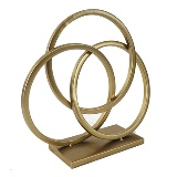 PECA DECORATIVA DE METAL DOURADO COM BASE DE MADEIRA