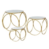 CJ DE MESAS EM METAL DOURADO E VIDRO 3PCS