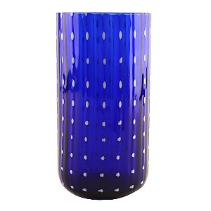 CJ DE 6 COPOS DECORATIVOS EM VIDRO SODO CALCICO AZUL 7,5CM X 7,5CM X 14,3CM