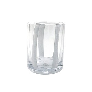CJ DE COPOS EM VIDRO TRANSPARENTE COM FAIXAS EM BRANCO 6PCS - 280ML