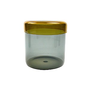 POTE DECORATIVO EM VIDRO AMBAR E FUME - 660ML