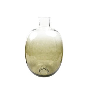 VASO DECORATIVO EM VIDRO COM DEGRADE FUME E TRANSPARENTE