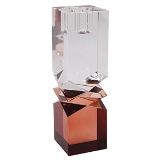 CASTICAL DECORATIVO EM VIDRO TRANSPARENTE E ROSE