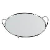 BANDEJA DE ESPELHO COM DETALHES DE METAL PRATA D25 X 4CM