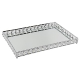 BANDEJA DE METAL ESPELHADA PRATA
