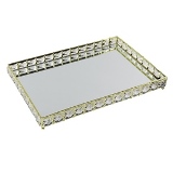 BANDEJA DE METAL ESPELHADA DOURADO