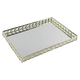 BANDEJA DE METAL ESPELHADA DOURADO