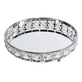 BANDEJA DE METAL ESPELHADA PRATA