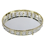 BANDEJA DE METAL ESPELHADA DOURADO