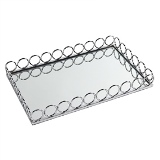 BANDEJA DE METAL ESPELHADA PRATA