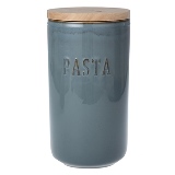 POTE DE CERAMICA CINZA COM TAMPA DE BAMBU