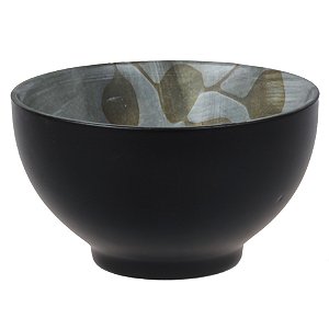 CJ DE BOWLS DE CERAMICA PRETO COM ESTAMPA 4PCS