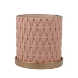 CACHEPOT DE CIMENTO SALMAO E DOURADO