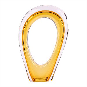 VASO DECORATIVO EM VIDRO - TRANSPARENTE E AMBAR - 20X6.5X31CM