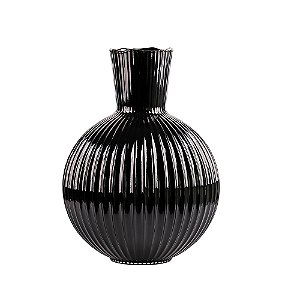 VASO DECORATIVO EM VIDRO PRETO